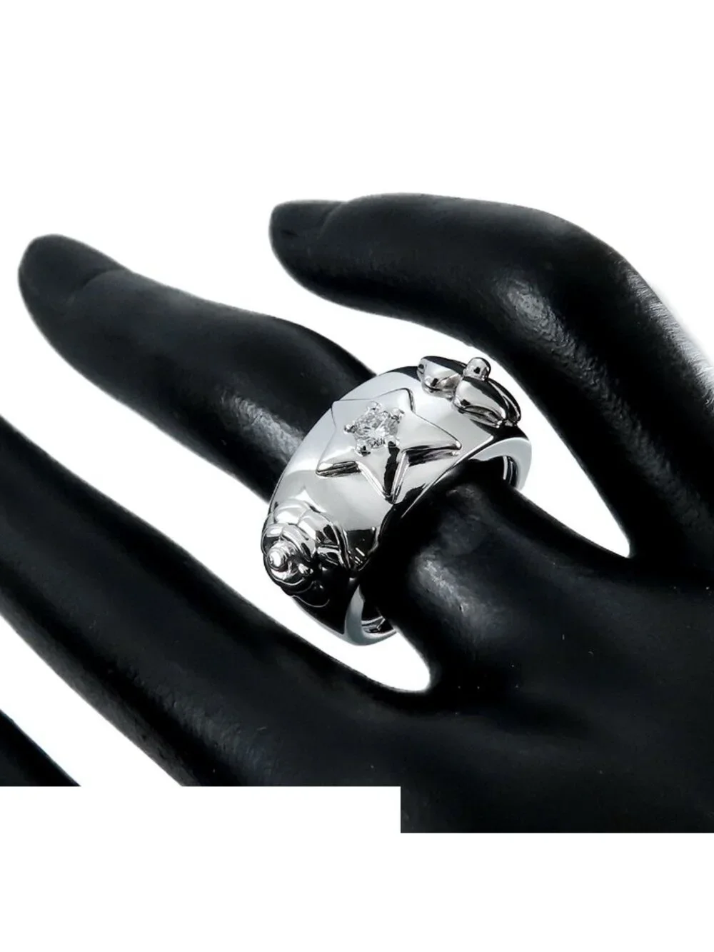 Chanel Three Symbol Ring White Gold 18K Diamond Quattro Comet Camellia